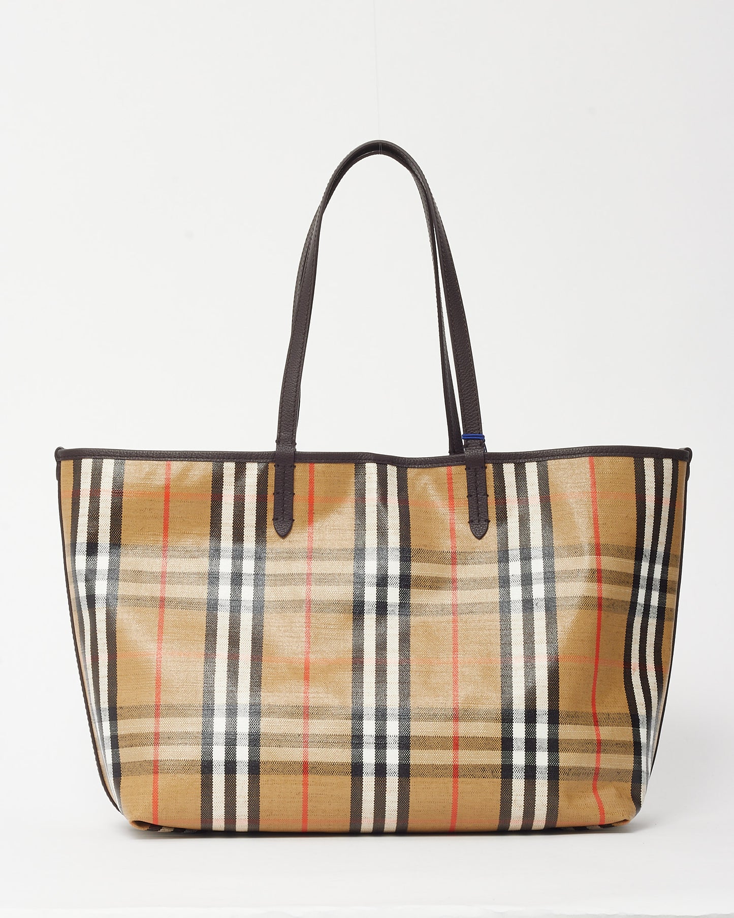 Burberry Beige Check Coated Canvas Medium Highland Reversible Tote Bag