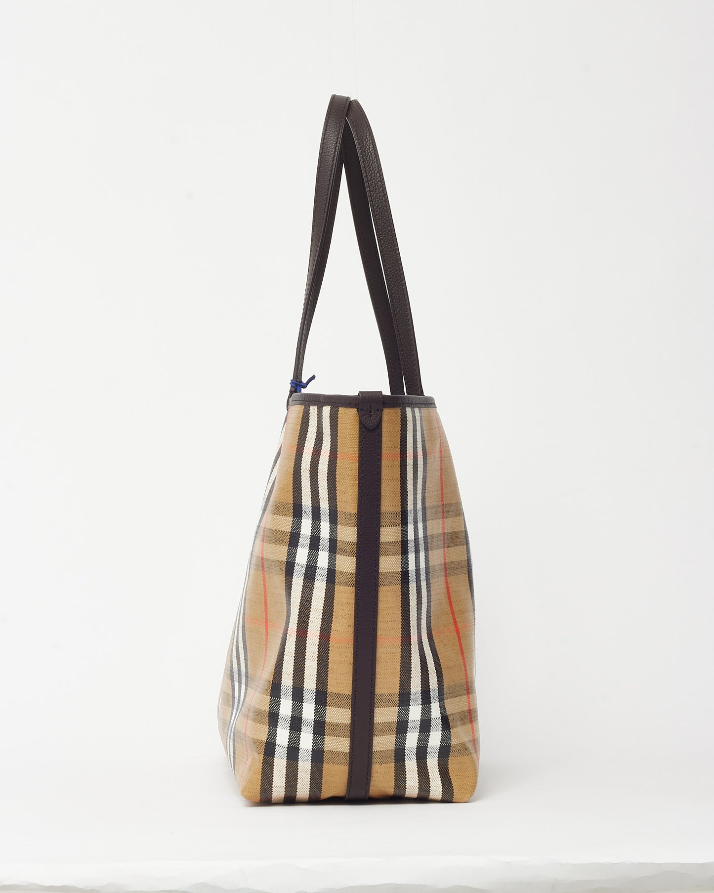 Burberry Beige Check Coated Canvas Medium Highland Reversible Tote Bag