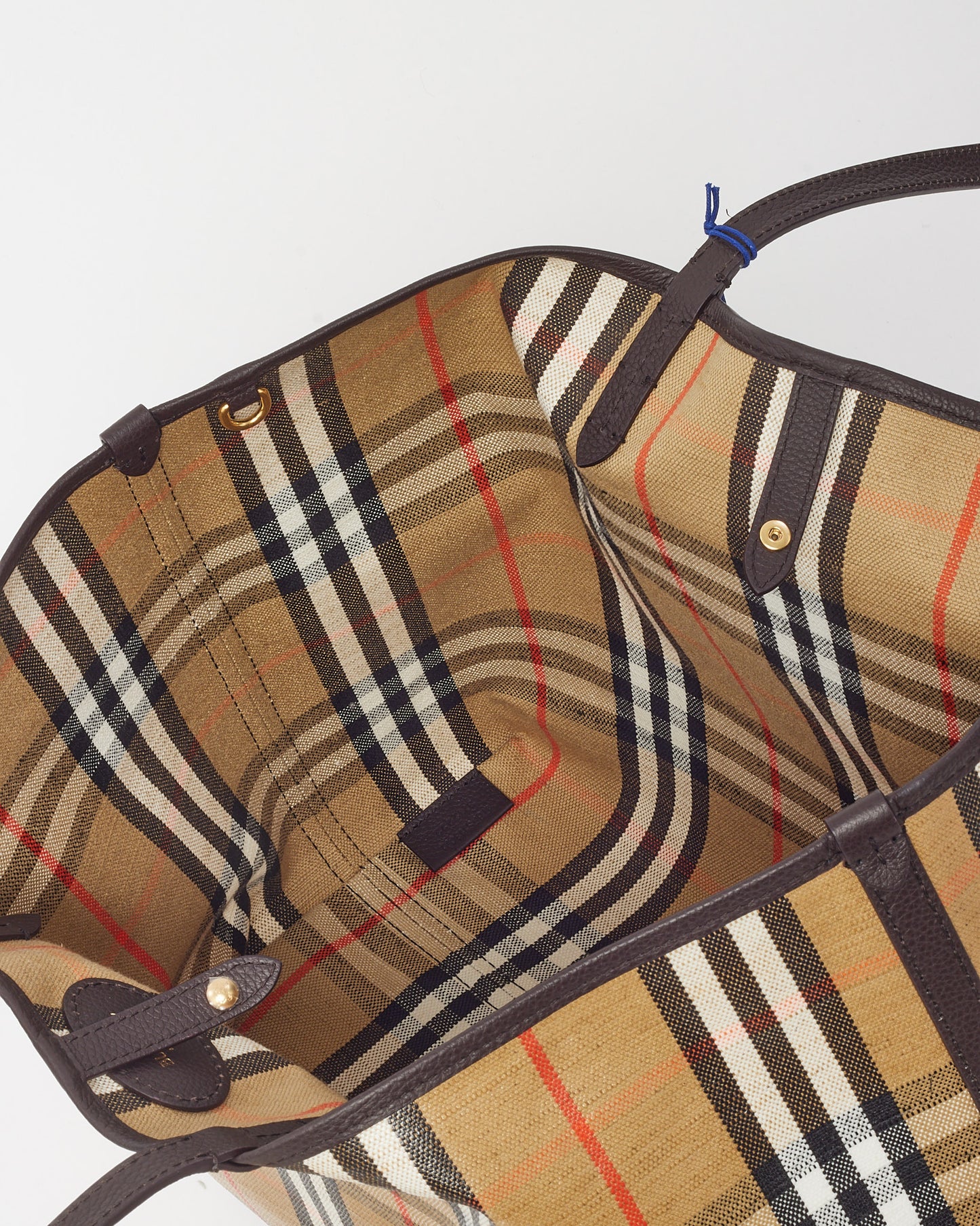 Burberry Beige Check Coated Canvas Medium Highland Reversible Tote Bag