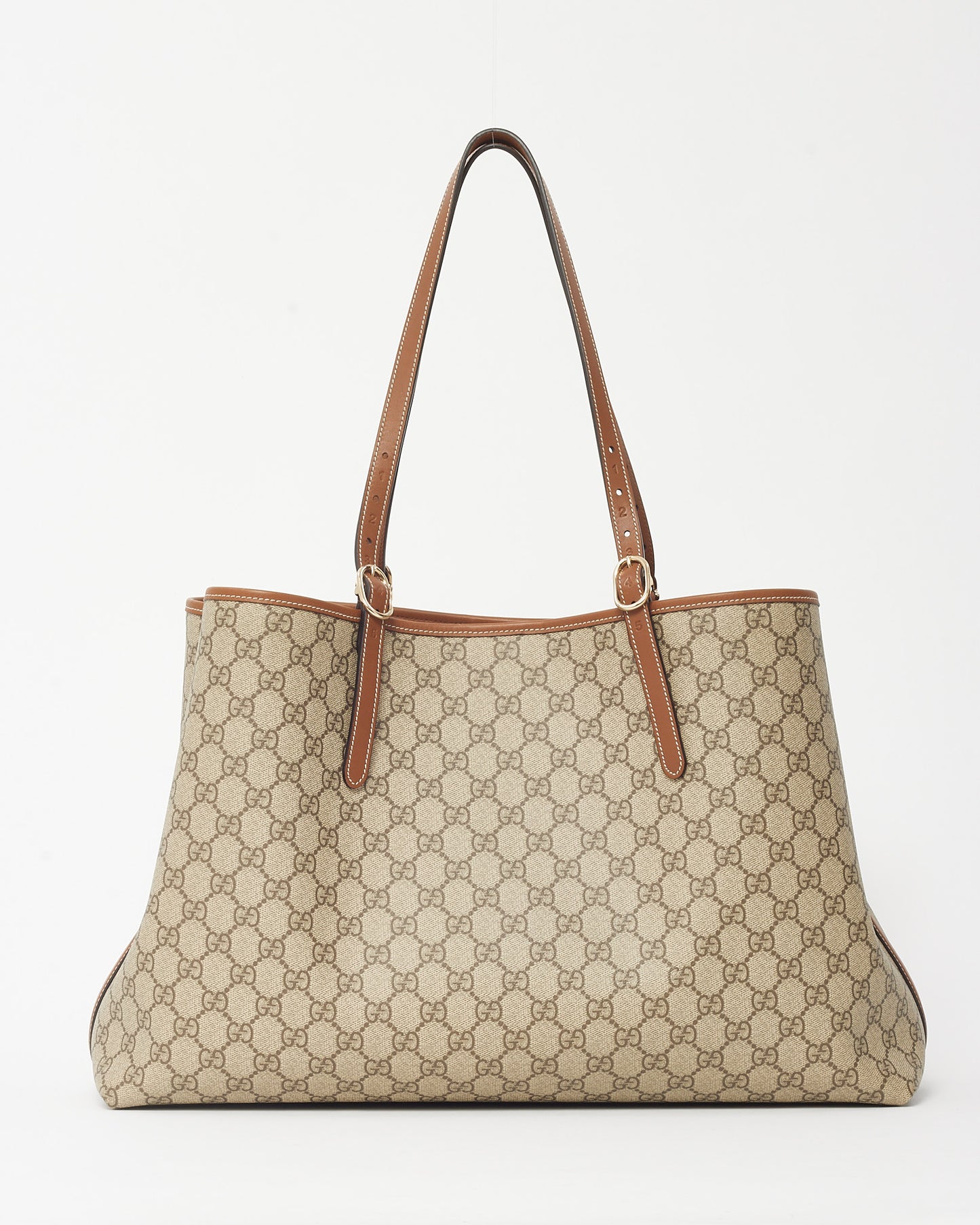 Gucci Beige and Brown New GG Monogram Coated Canvas GG Emblem Maxi Tote Bag