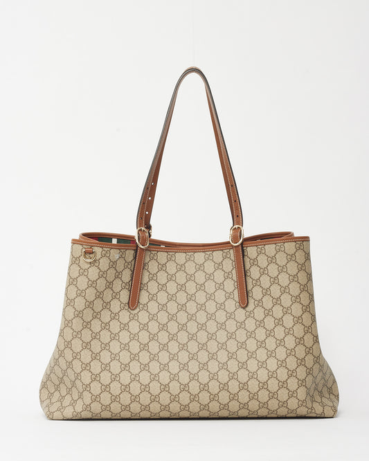 Gucci Beige and Brown New GG Monogram Coated Canvas GG Emblem Maxi Tote Bag