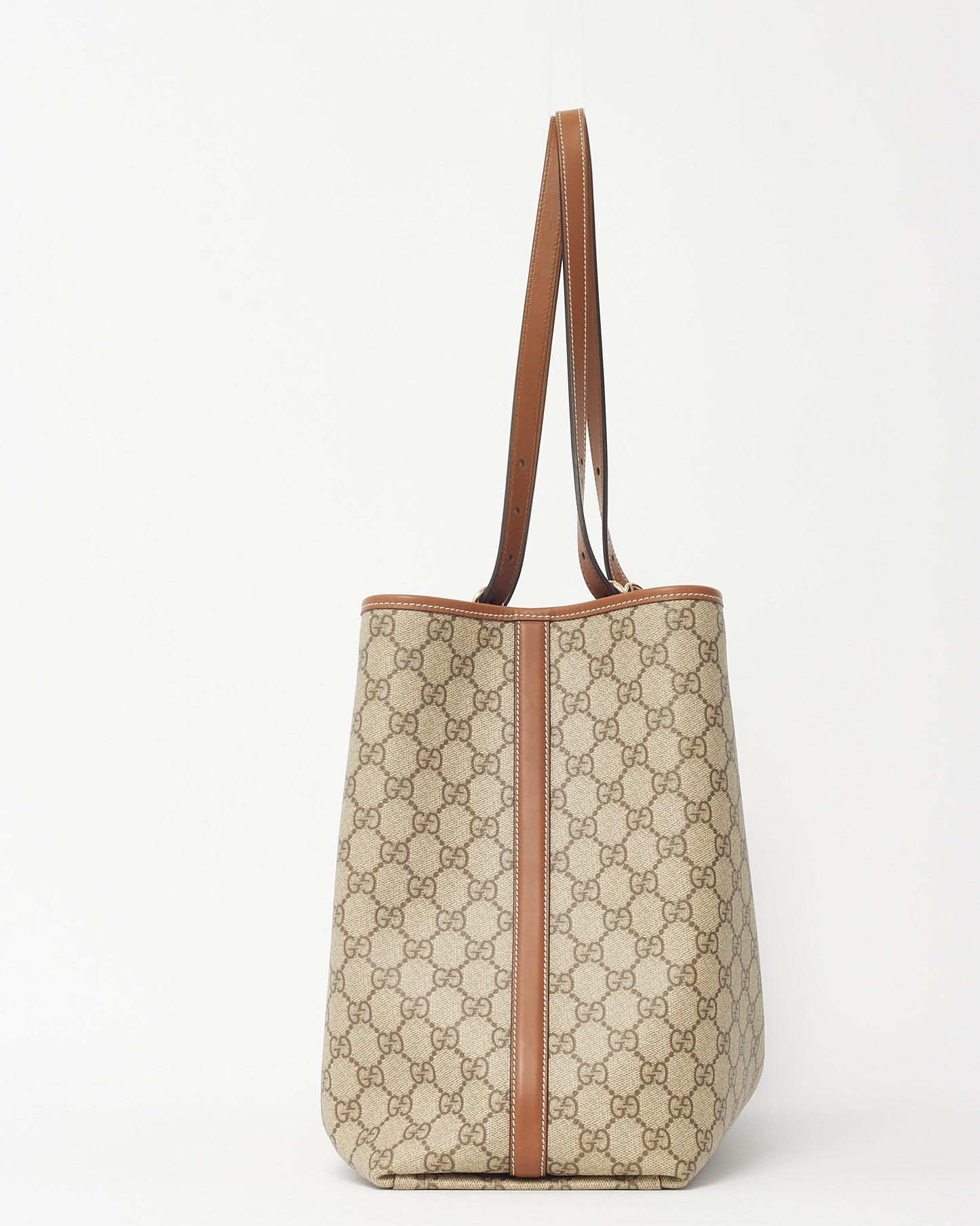 Gucci Beige and Brown New GG Monogram Coated Canvas GG Emblem Maxi Tote Bag