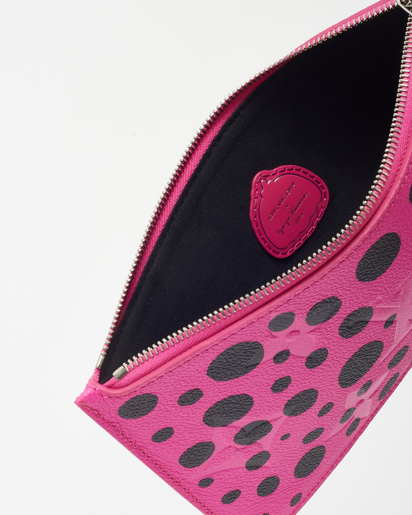 Louis Vuitton x Yayoi Kusama 2023 Pink Monogram Empreinte Leather Infinity Dots Neverfull Pouch