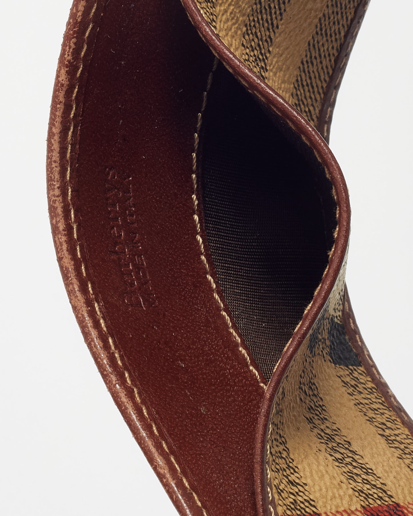 Burberry Vintage Brown Leather and Nova Check Coated Canvas Card Holder