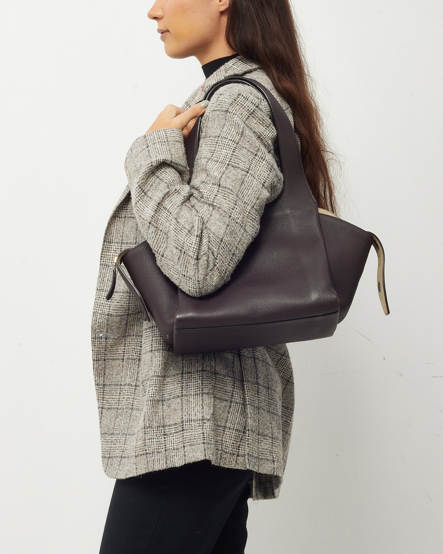 The Row Brown Grained Leather TR1 Tote Bag