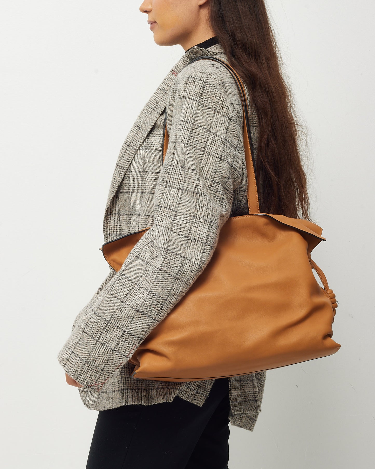 Loewe Tan "Warm Desert" Calfskin Leather Large Flamenco Clutch Shoulder Bag