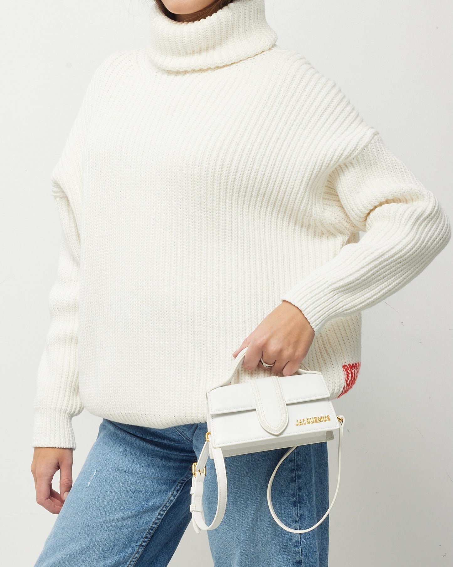 Jacquemus White Leather Le Bambino Mini Crossbody Bag