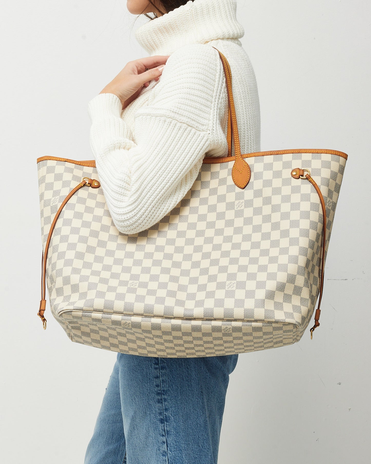 Louis Vuitton Damier Azur Coated Canvas Neverfull GM Bag with No Pouch