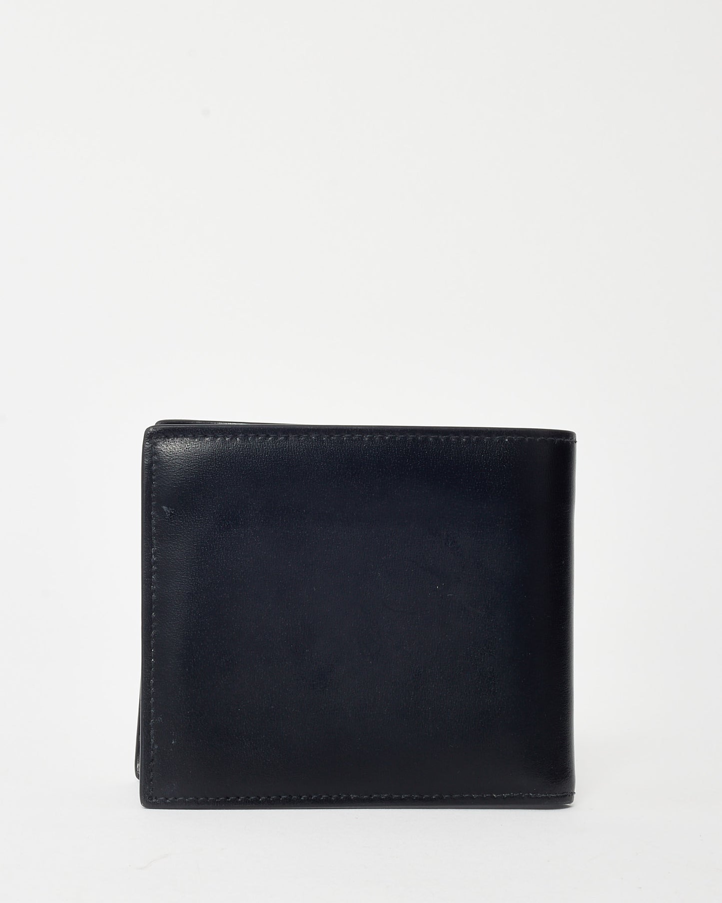 Saint Laurent Black Shiny Smooth Leather YSL Tiny Cassandre E/W Wallet SHW
