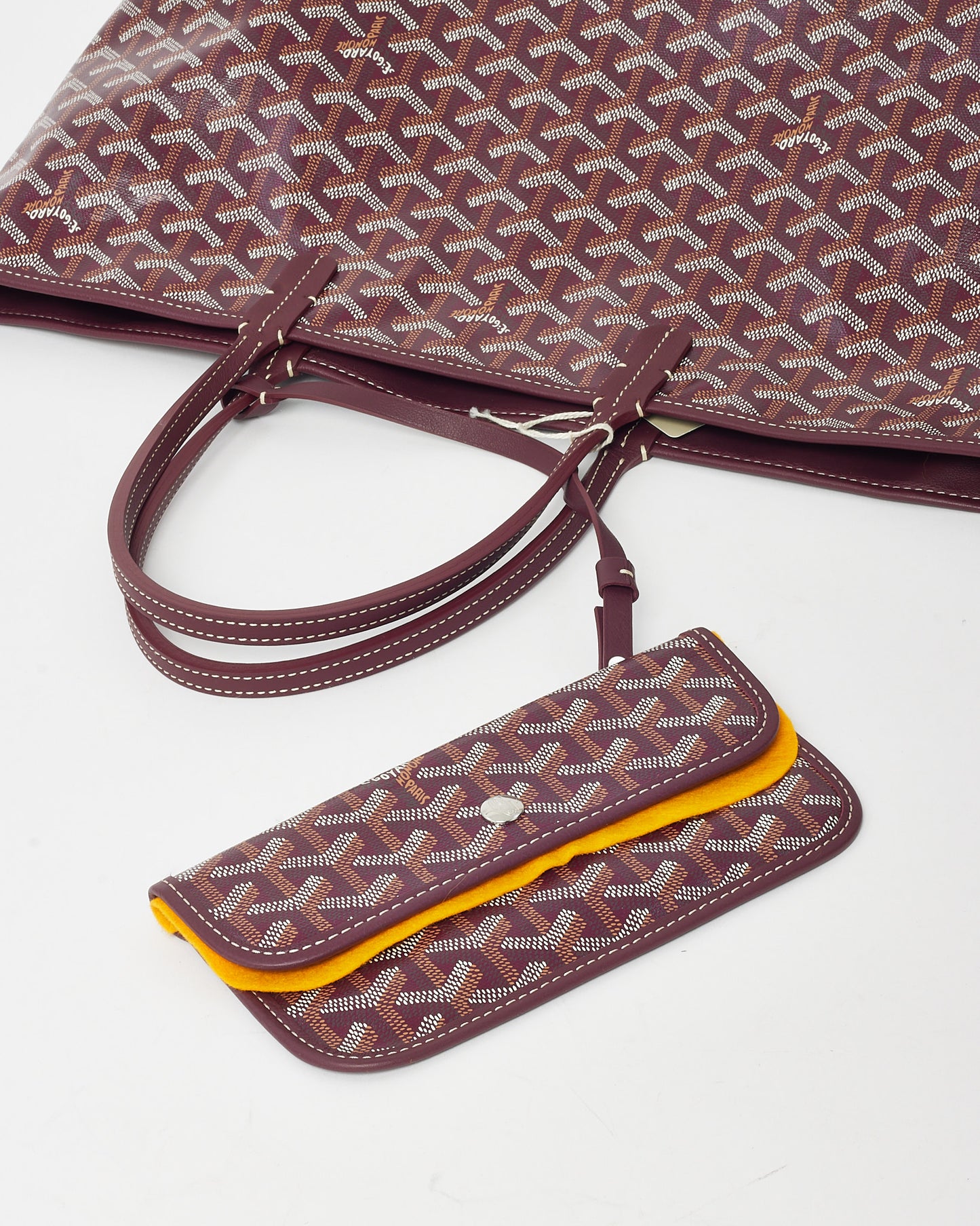 Goyard Burgundy Bordeaux Goyardine Coated Canvas Reversible Anjou PM Tote Bag