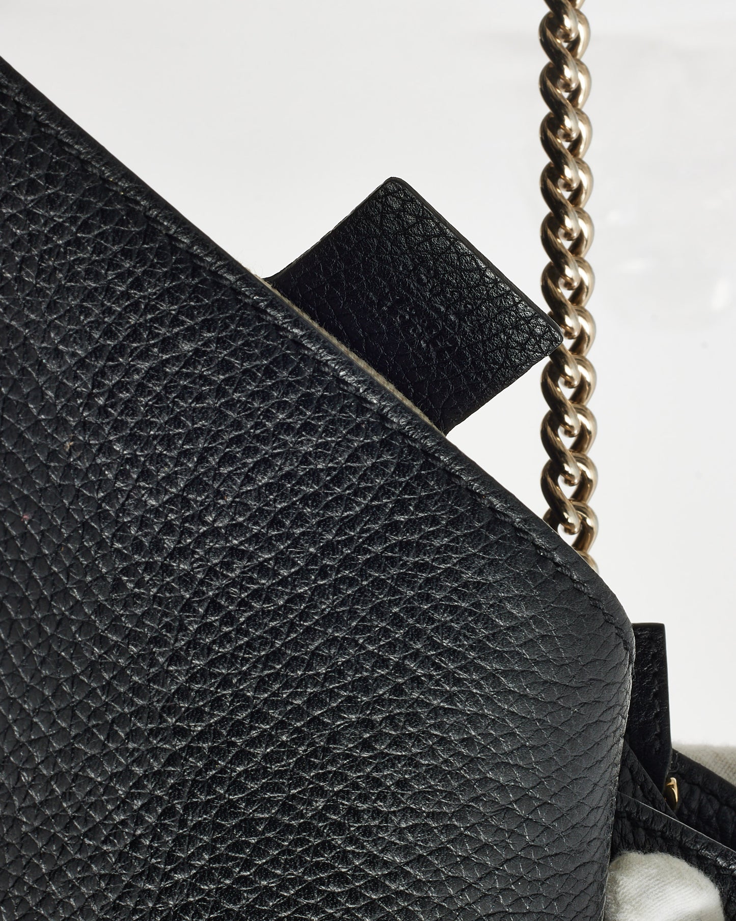 Gucci Black Pebbled Calfskin Leather Medium Soho Flap Crossbody