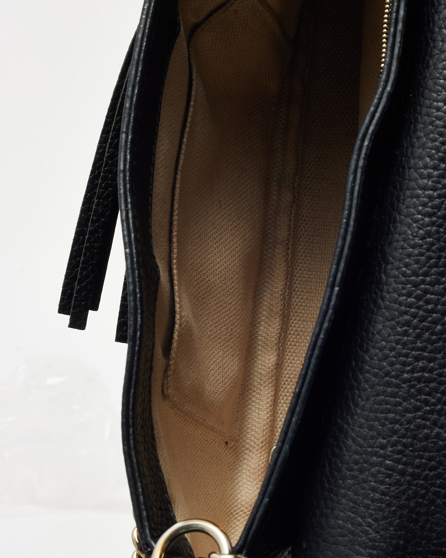 Gucci Black Pebbled Calfskin Leather Medium Soho Flap Crossbody