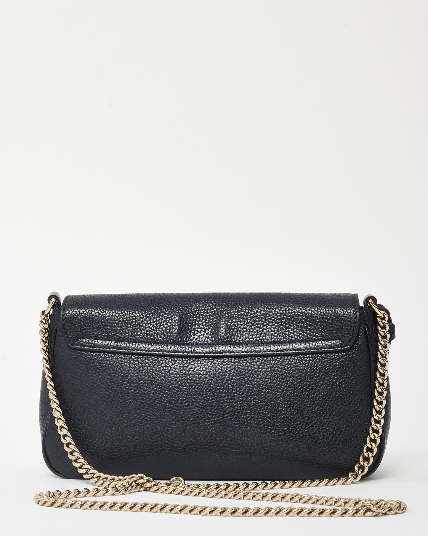 Gucci Black Pebbled Calfskin Leather Medium Soho Flap Crossbody