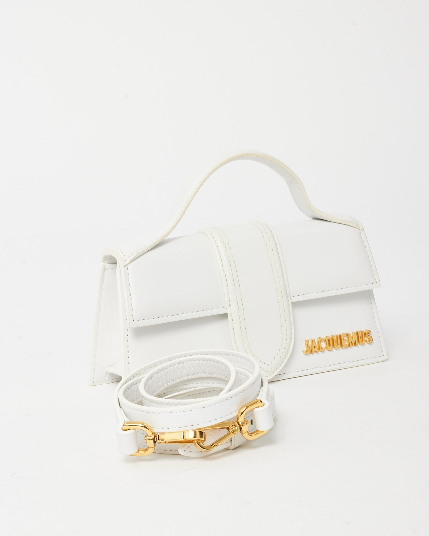Jacquemus White Leather Le Bambino Mini Crossbody Bag