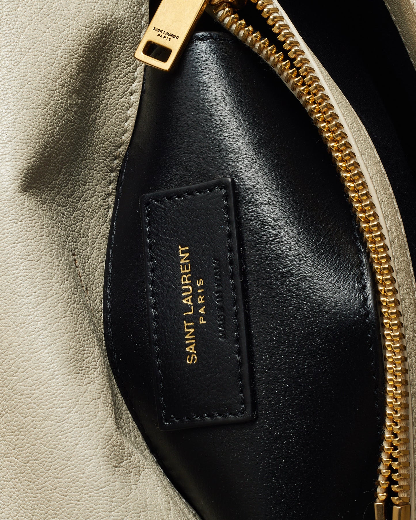 Saint Laurent Off-White Quilted Chevron Leather Medium College Bag GHW