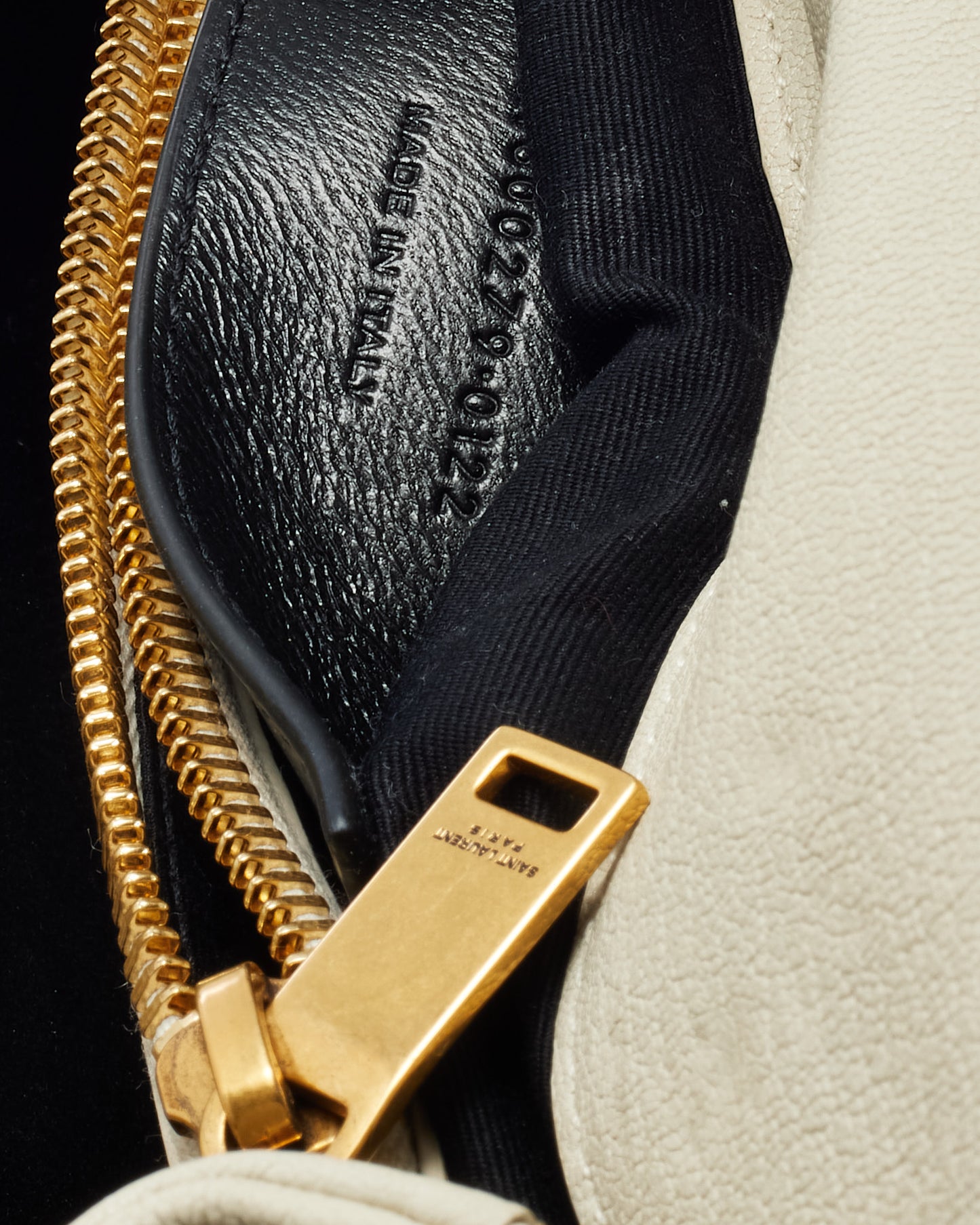 Saint Laurent Off-White Quilted Chevron Leather Medium College Bag GHW