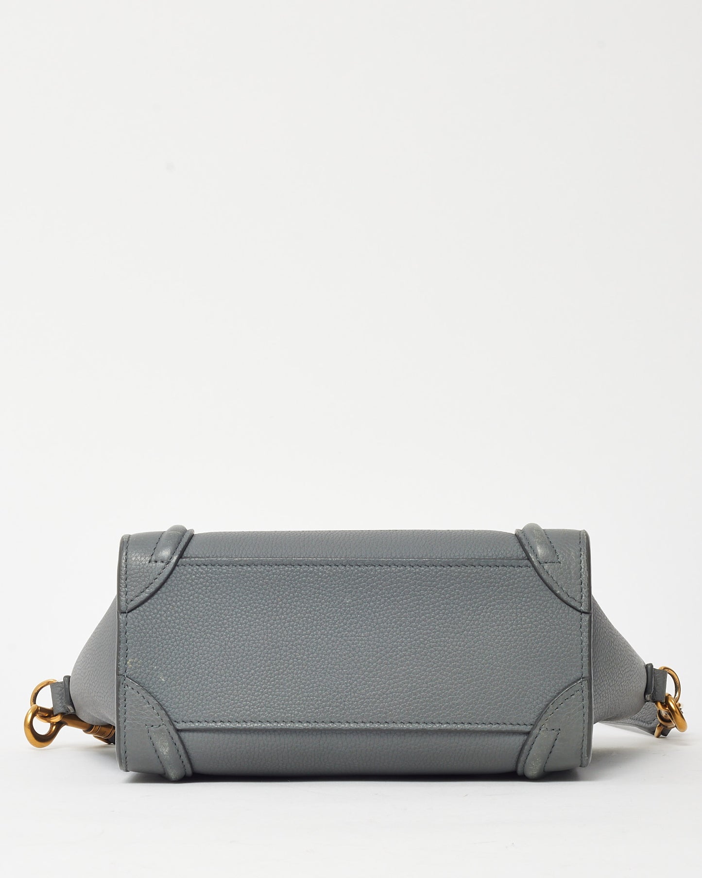 Celine Grey Drummed Leather Nano Luggage Bag with Strap