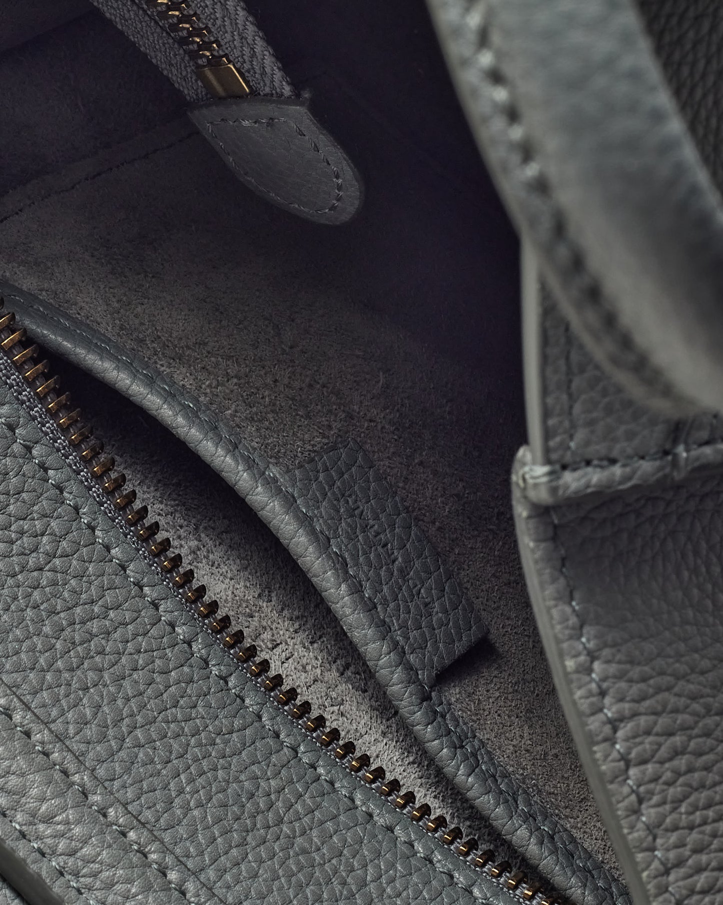 Celine Grey Drummed Leather Nano Luggage Bag with Strap