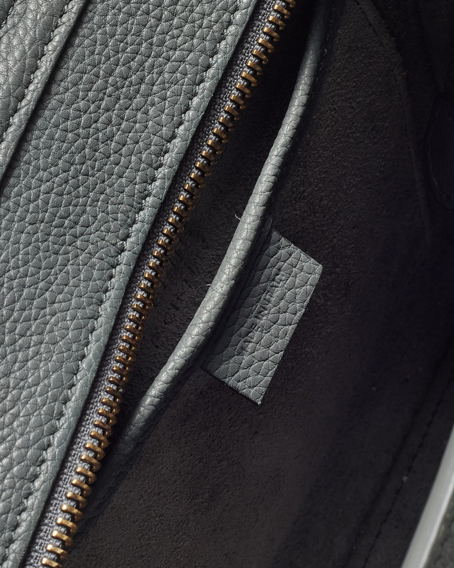 Celine Grey Drummed Leather Nano Luggage Bag with Strap