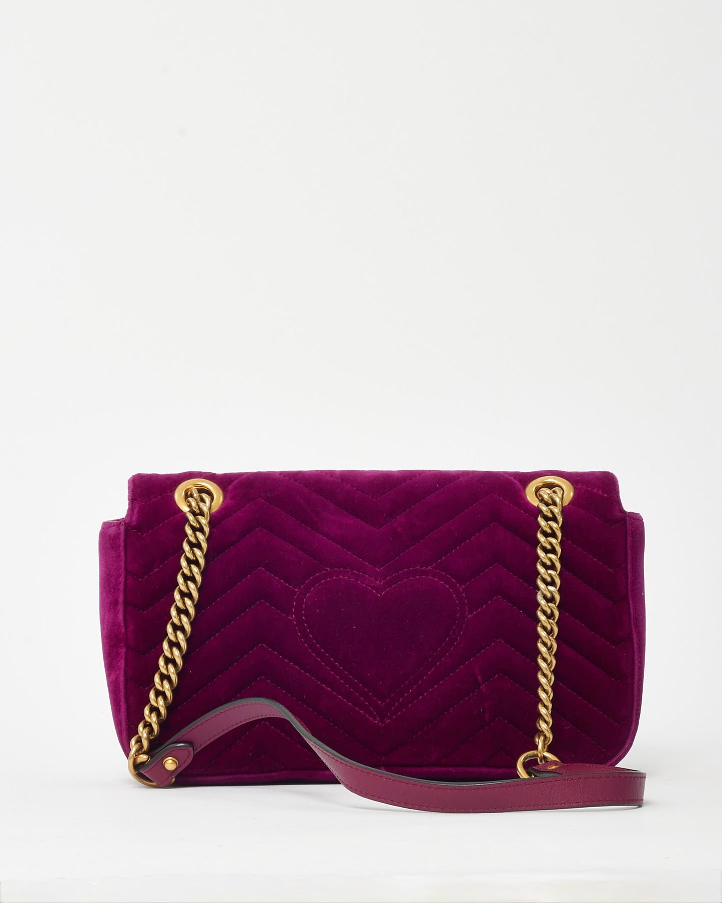 Gucci Fuchsia Matelassé Velvet Small GG Marmont Shoulder Bag