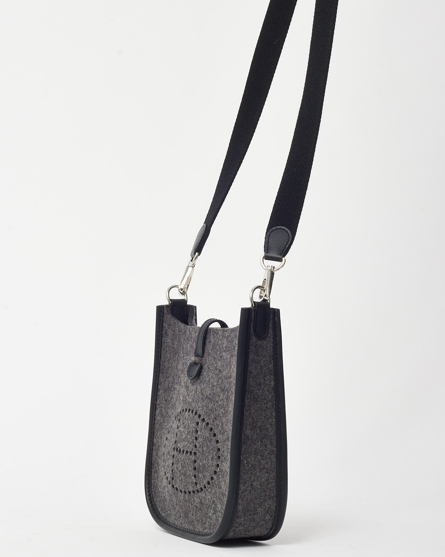 Hermès Grey Felt & Black Leather Evelyne TPM Crossbody Bag