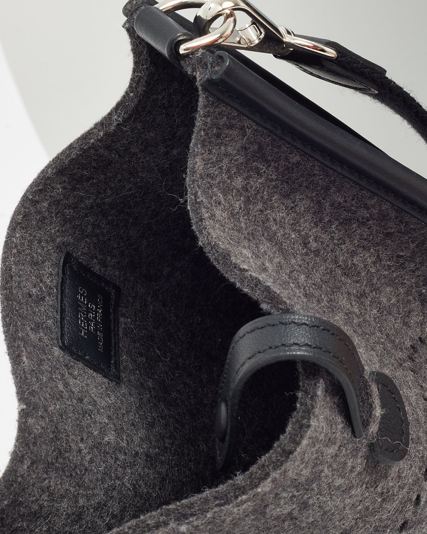 Hermès Grey Felt & Black Leather Evelyne TPM Crossbody Bag