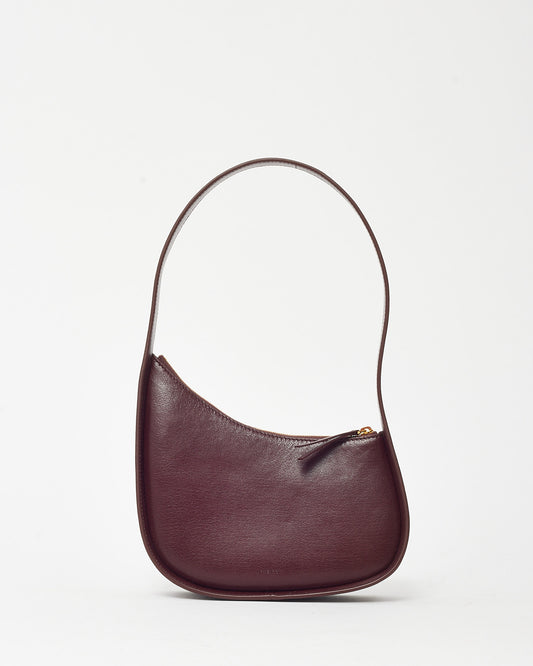 The Row Burgundy Leather Half Moon Shoulder Bag