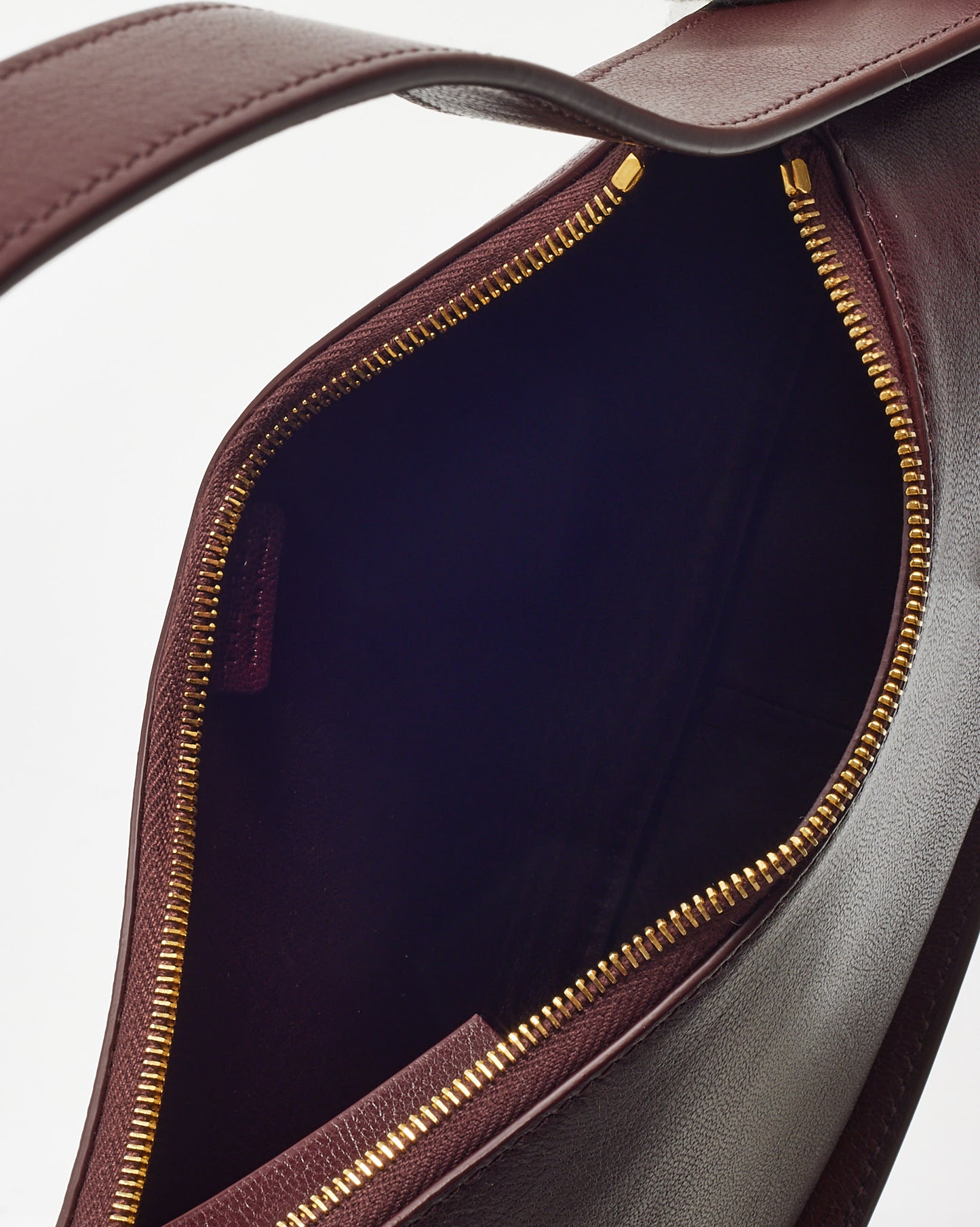 The Row Burgundy Leather Half Moon Shoulder Bag