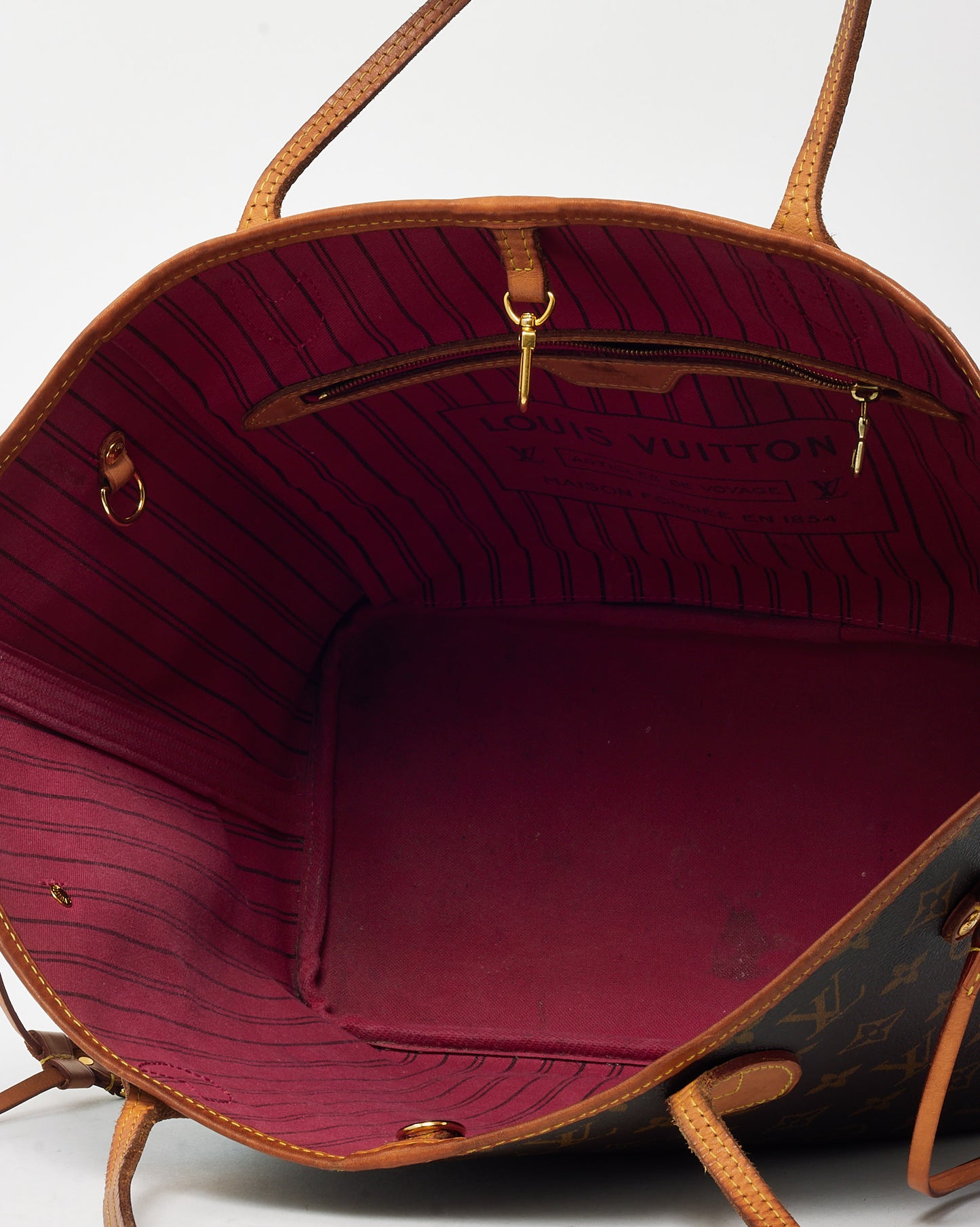 Louis Vuitton Monogram Canvas Fuchsia Interior Neverfull MM Bag with NO POUCH