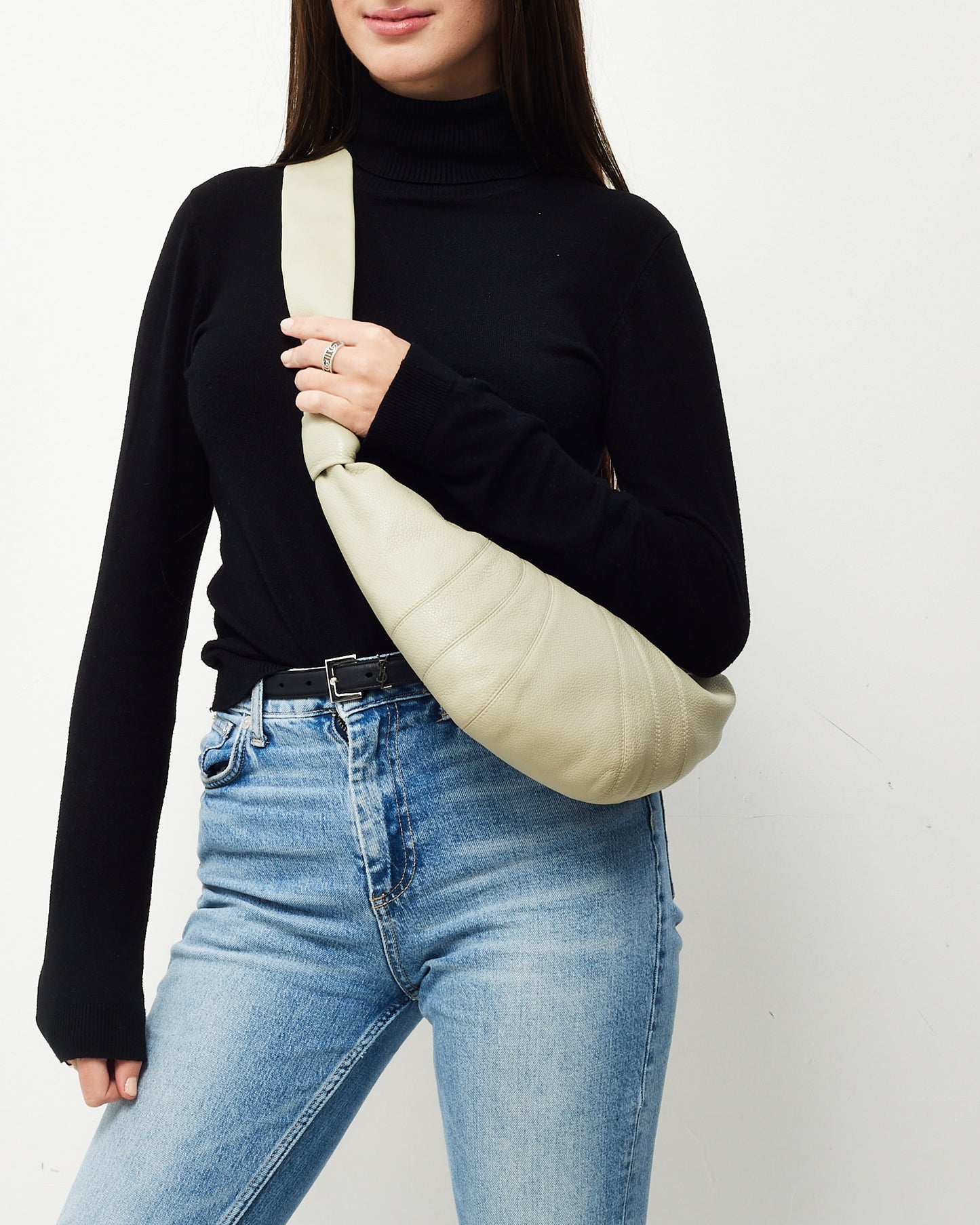 Lemaire Dusty Khaki Leather Small Croissant Bag