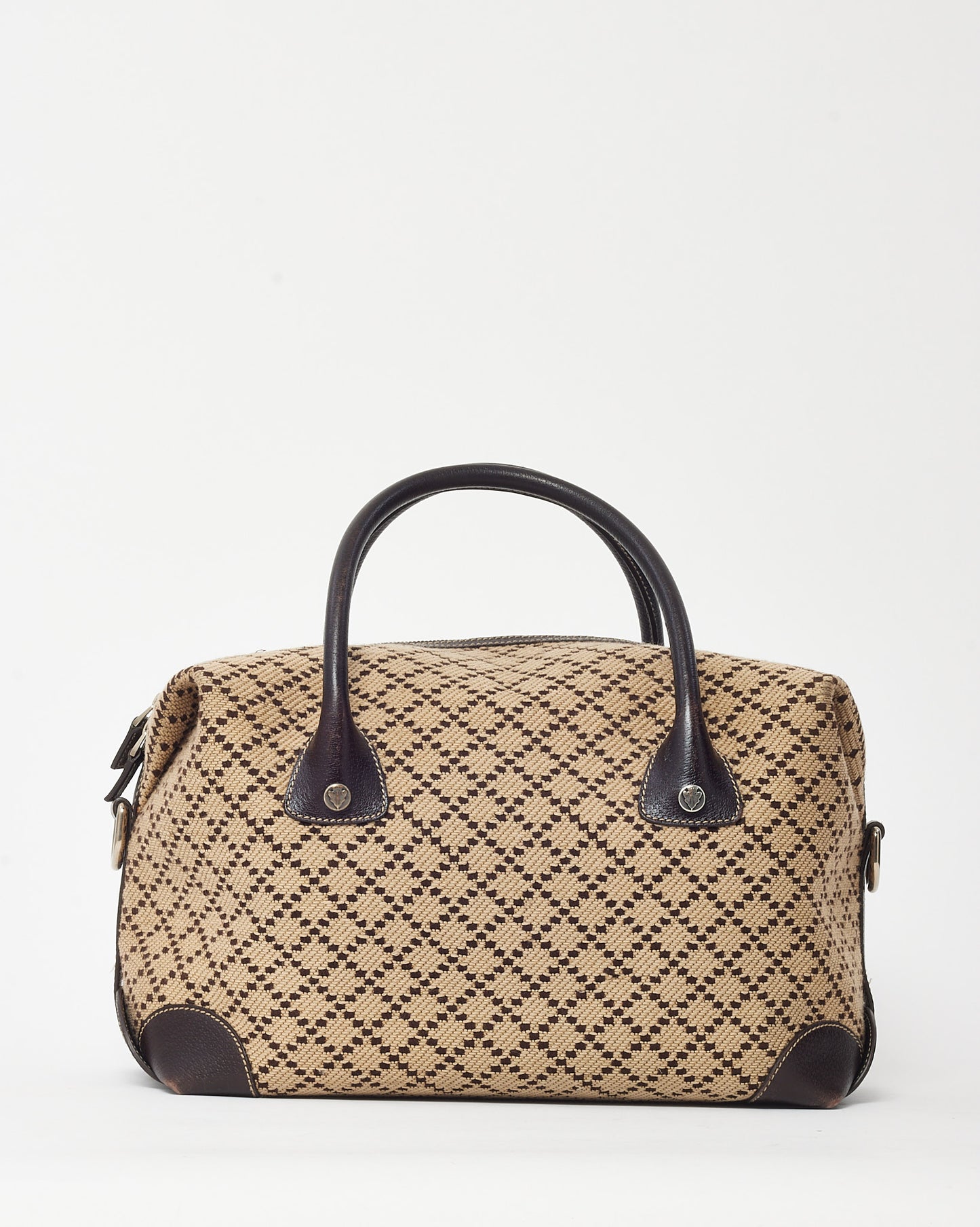Gucci Beige Jacquard Diamante Canvas Logo Hysteria Large Boston Bag