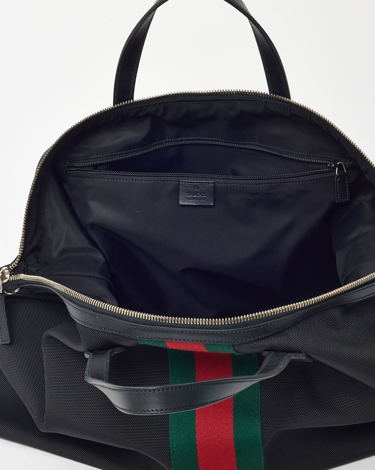 Gucci Black Web Techno Canvas Dome Duffle Bag with Strap