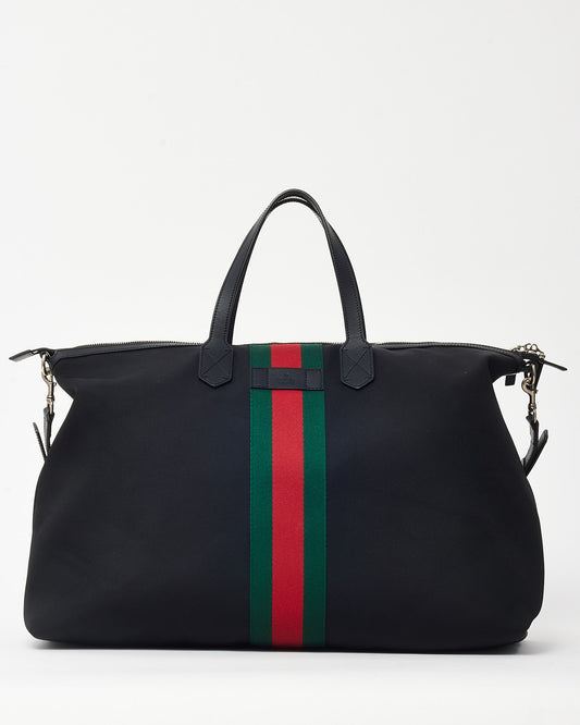 Gucci Black Web Techno Canvas Dome Duffle Bag with Strap