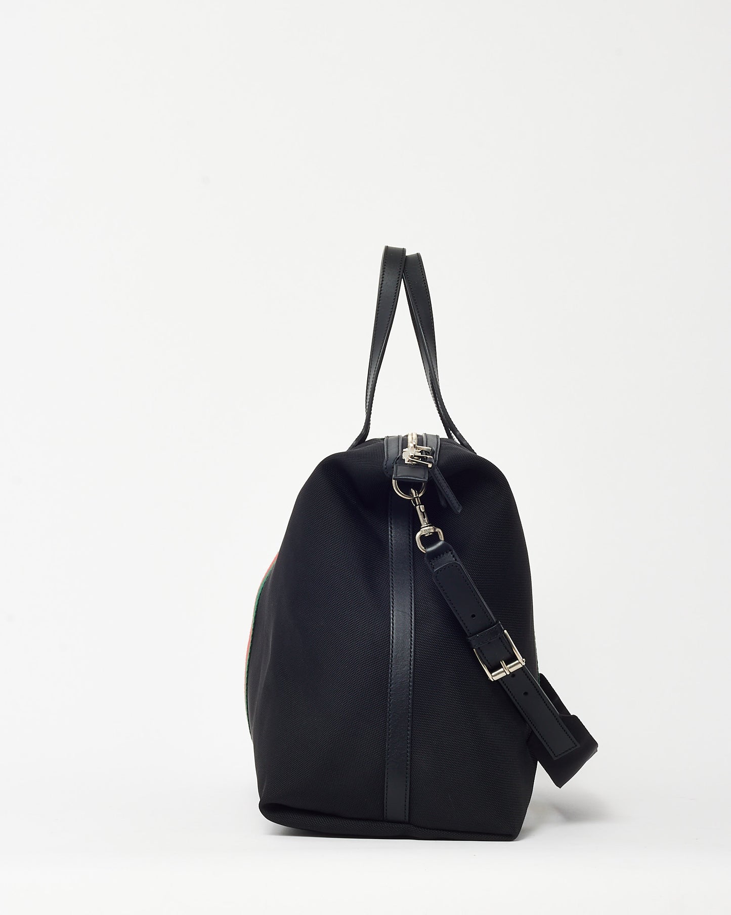 Gucci Black Web Techno Canvas Dome Duffle Bag with Strap