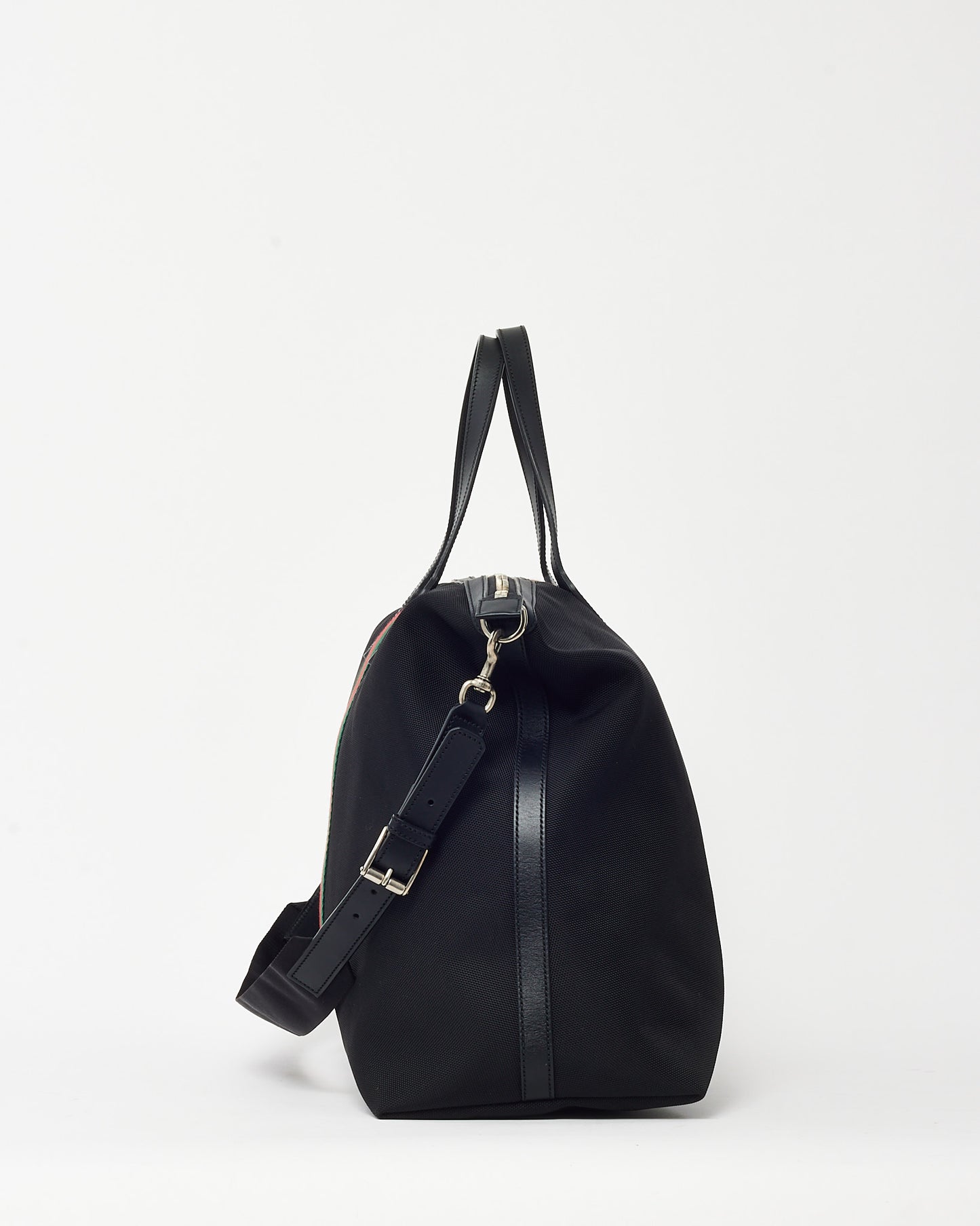 Gucci Black Web Techno Canvas Dome Duffle Bag with Strap