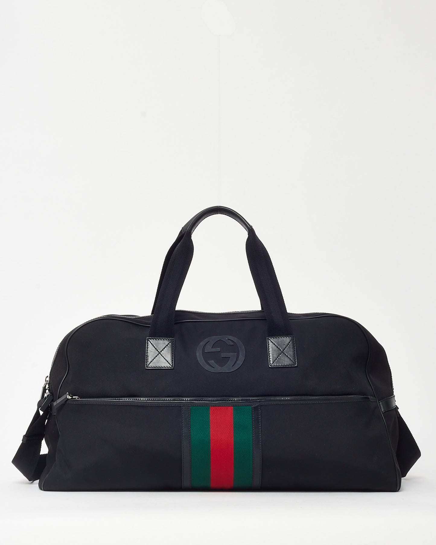 Gucci Black Techno Canvas Web Parana GG Logo Duffle Bag with Strap