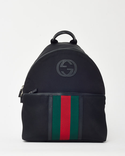 Gucci Black Techno Canvas Web Parana GG Logo Backpack