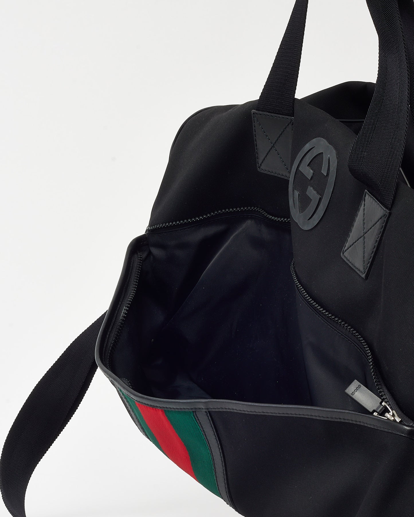 Gucci Black Techno Canvas Web Parana GG Logo Duffle Bag with Strap