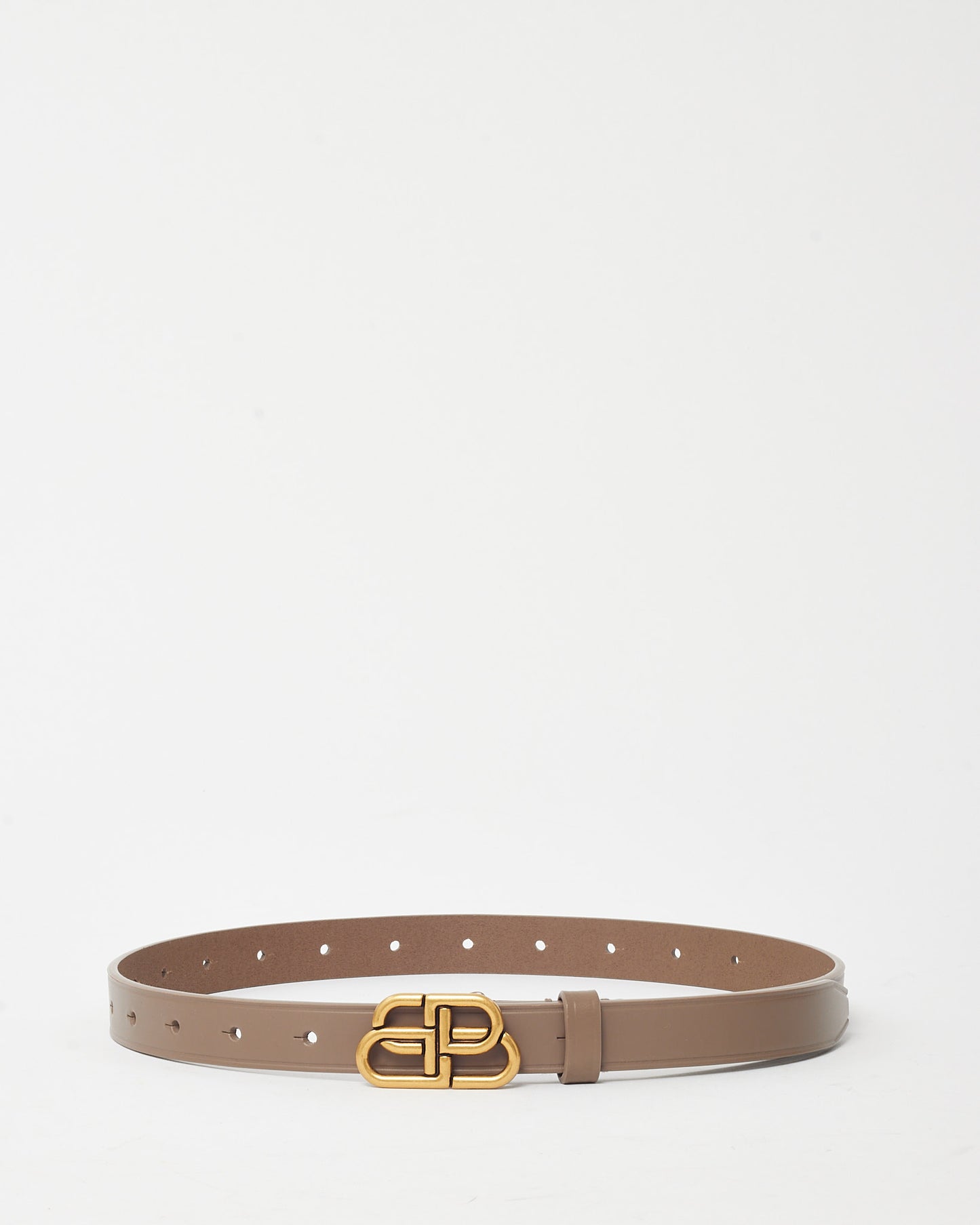 Balenciaga Beige Smooth Leather Thin BB Belt - 70