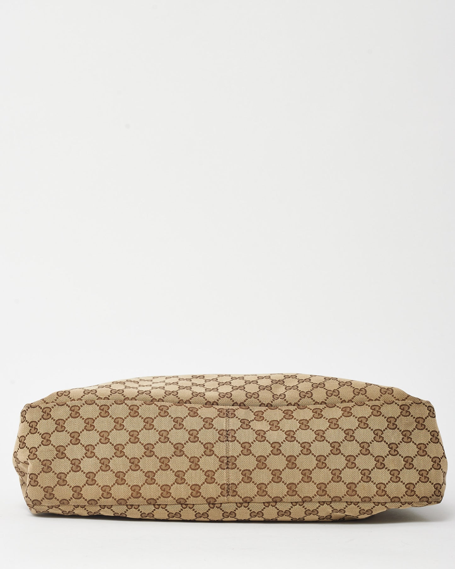 Gucci Beige and Brown GG Monogram Canvas White Leather Horsebit Hobo Shoulder Bag