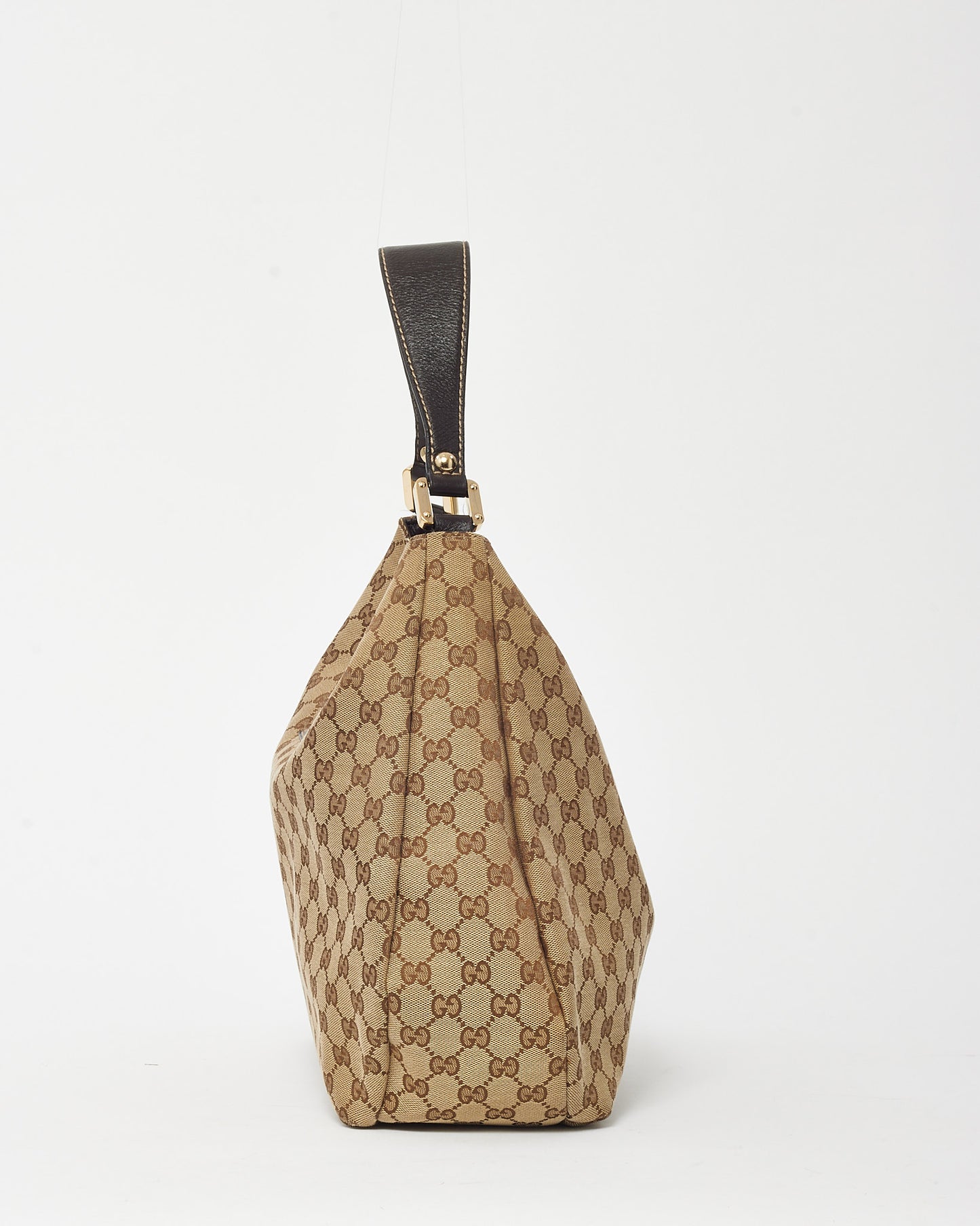 Gucci Beige and Brown GG Monogram Canvas New Ladies Web Large Hobo Bag