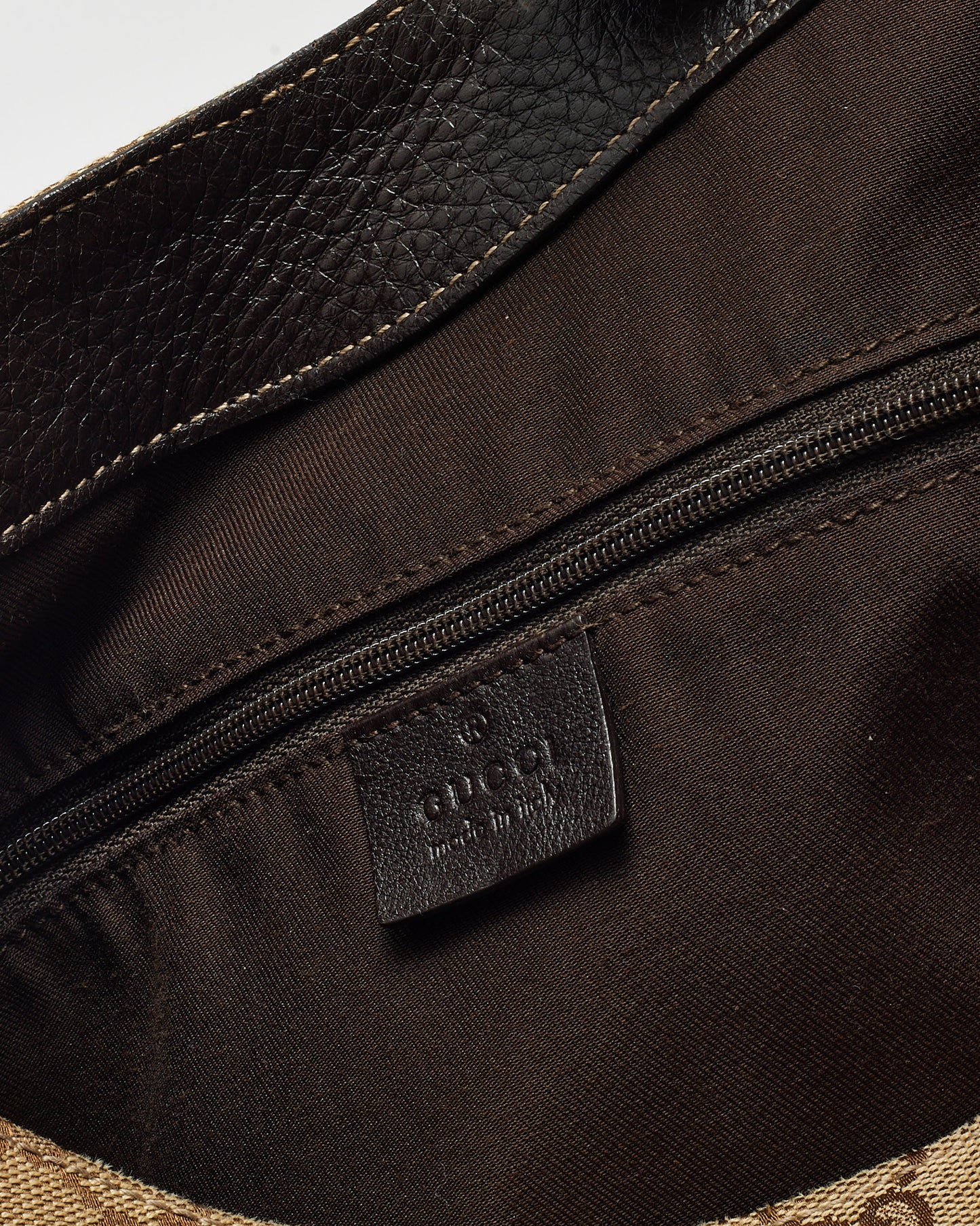 Gucci Beige and Brown GG Monogram Canvas New Ladies Web Large Hobo Bag