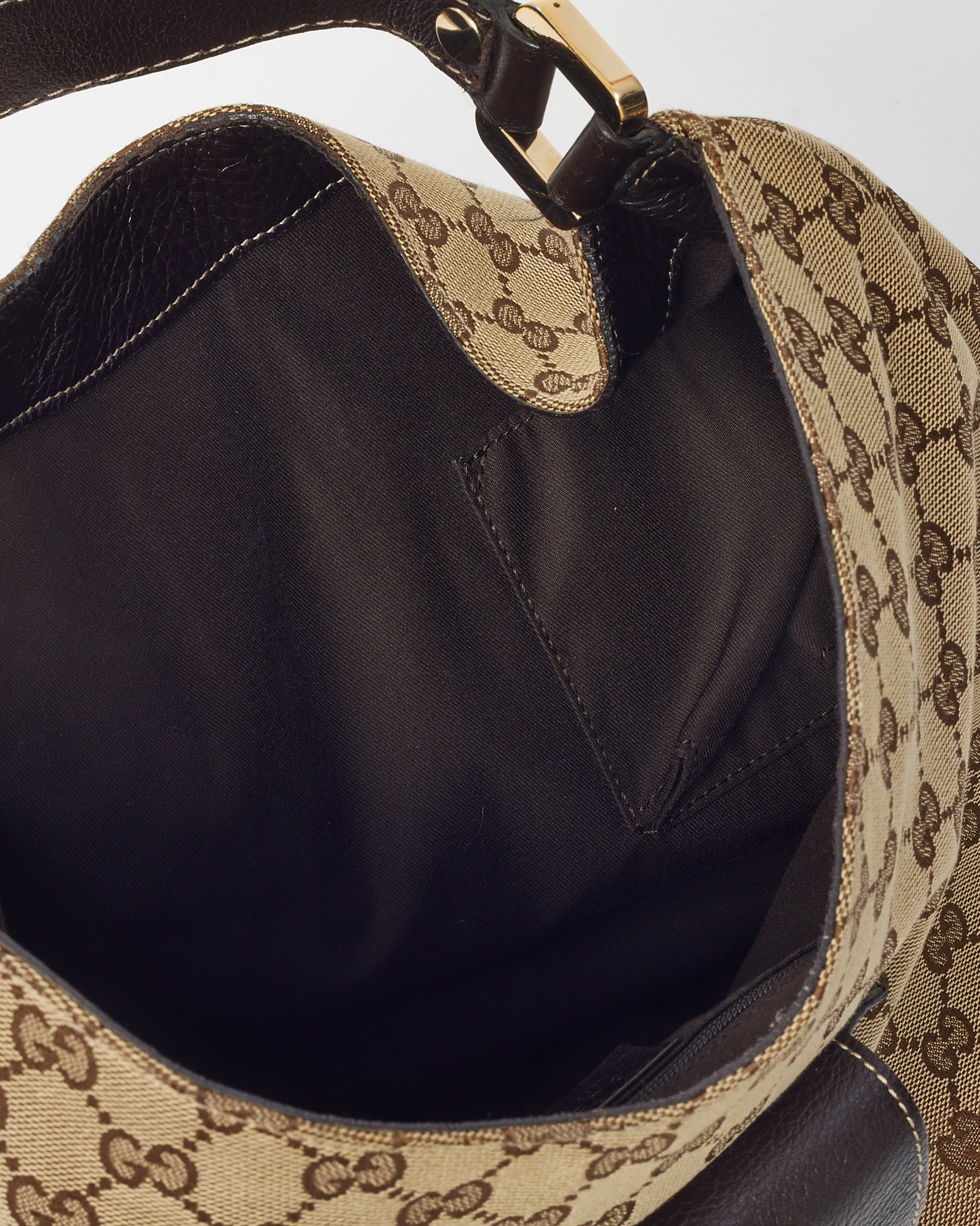 Gucci Beige and Brown GG Monogram Canvas New Ladies Web Large Hobo Bag