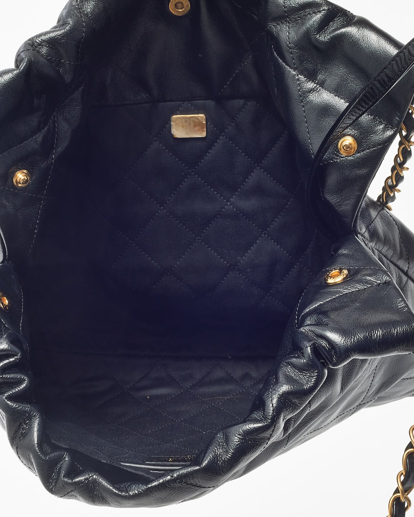 Chanel Black Shiny Quilted Calfskin Leather Chanel 22 Shoulder Bag GHW