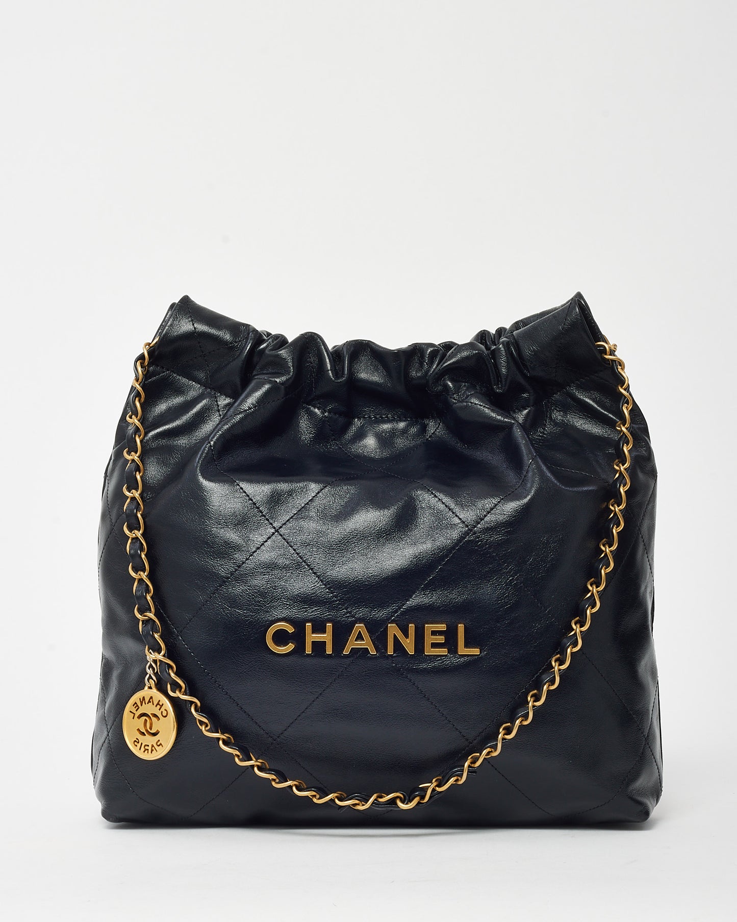 Chanel Black Shiny Quilted Calfskin Leather Chanel 22 Shoulder Bag GHW