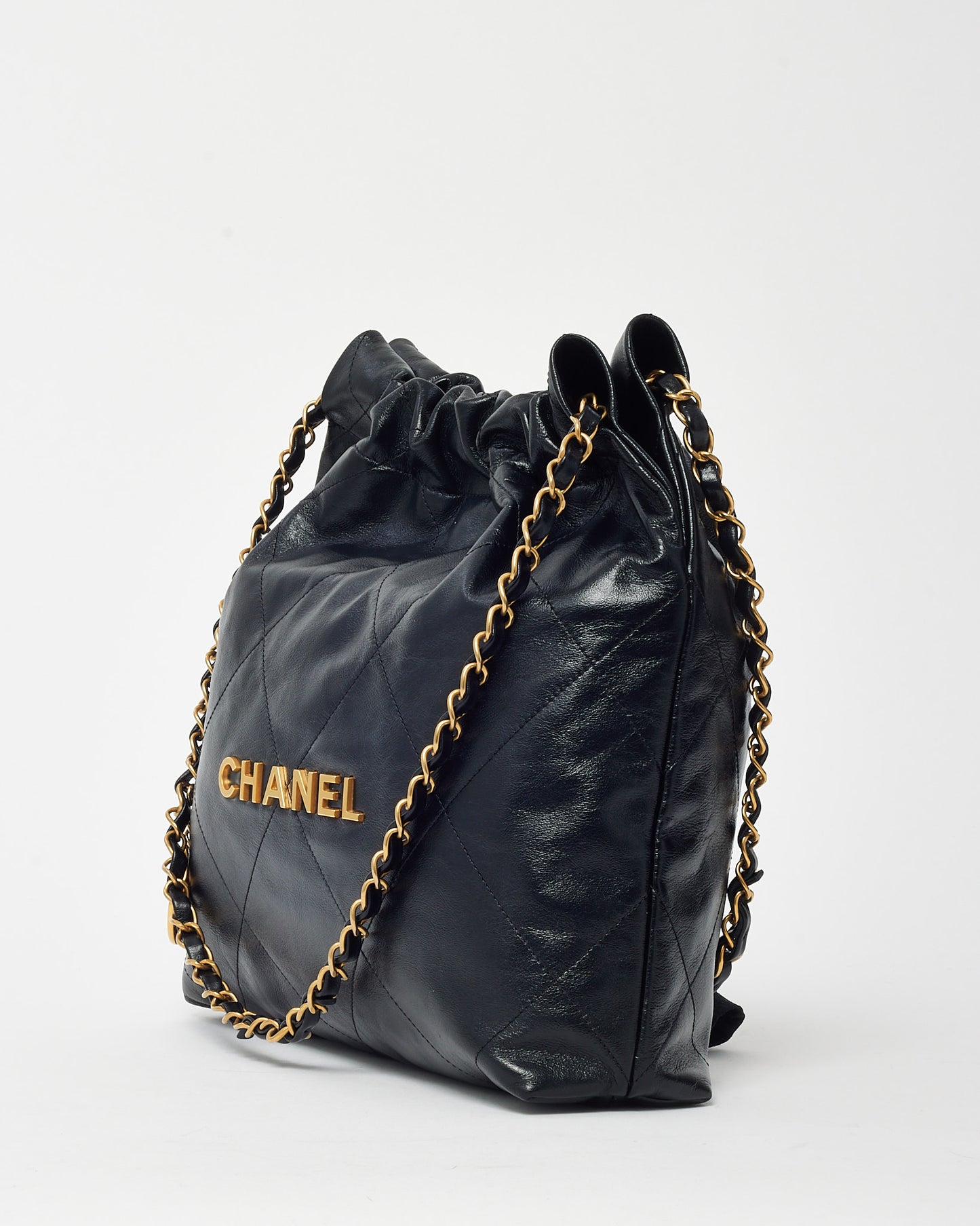 Chanel Black Shiny Quilted Calfskin Leather Chanel 22 Shoulder Bag GHW