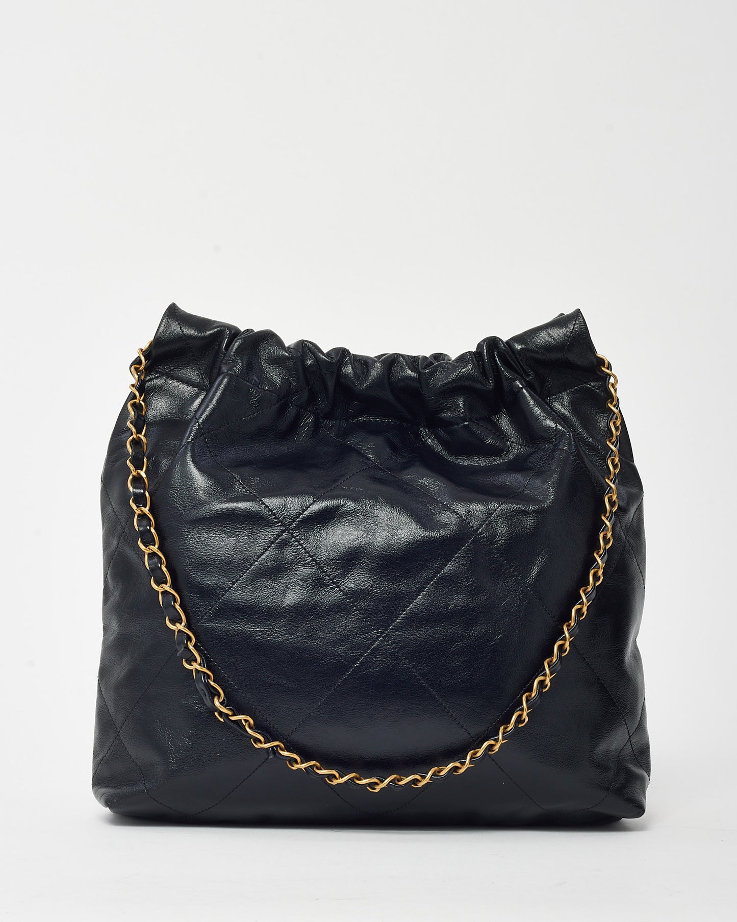 Chanel Black Shiny Quilted Calfskin Leather Chanel 22 Shoulder Bag GHW