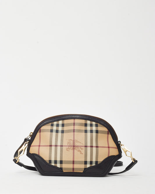 Burberry Brown Leather and Haymarket Check Coated Canvas Orchard Crossbody Bag