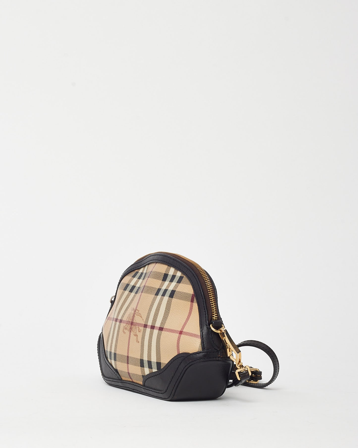 Burberry Brown Leather and Haymarket Check Coated Canvas Orchard Crossbody Bag