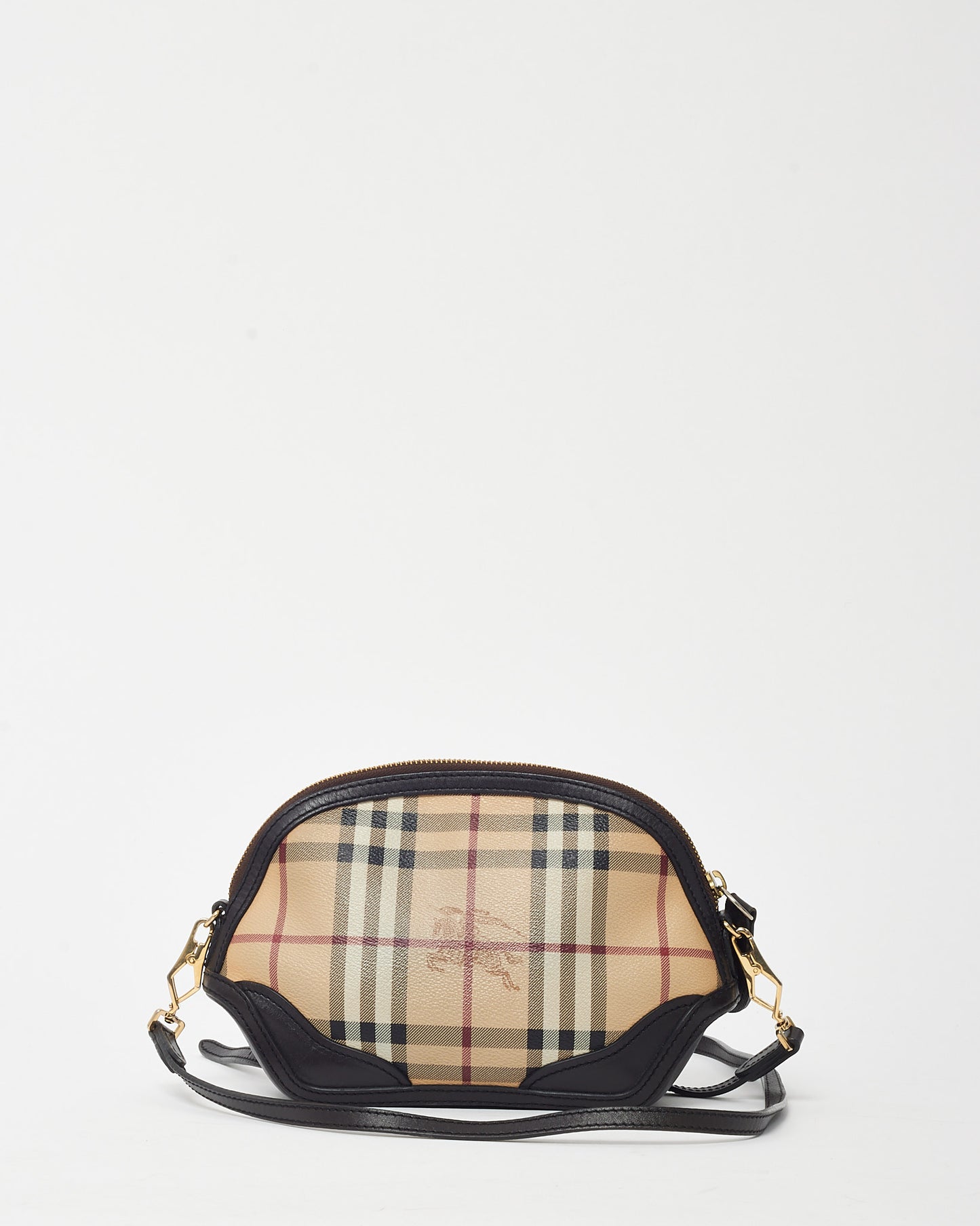 Burberry Brown Leather and Haymarket Check Coated Canvas Orchard Crossbody Bag